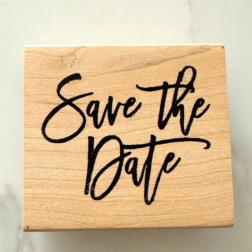 Paper Source Natural Wood 'Save the Date' Stamp NWT